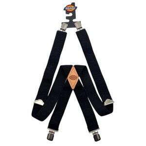 NWT Dickies Suspenders Men's Black Elastic X-Back Adjustable 1.5" Solid Straight